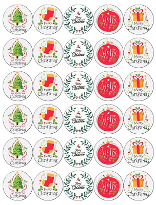 £1.89 • Buy 30x Merry Christmas Cupcake Toppers Edible Wafer Paper Fairy Cake Toppers