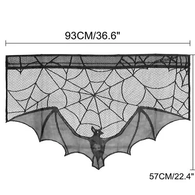 Fireplace Curtain Spider Bat Cobweb Lace Halloween Party Net Curtains Door Decor • $13.19