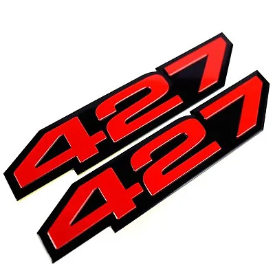 2X 427 Aluminum Emblem Badge Decal Red & Black For Chevy Corvette Z06-C6 427 CI • $23.99