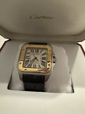 Cartier Santos 100 XL 2656  Steel Gold White Automatic Bx/Paper • $6100