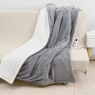 £35.95 • Buy Heated Throw Electric Over Blanket Grey 160x130cm Sofa Bed Warm Fleece Timer UK