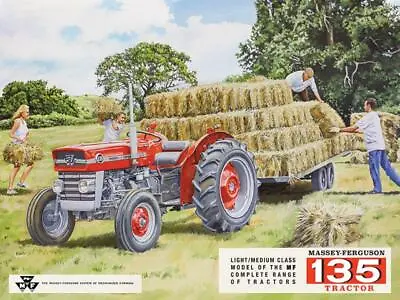 Massey Ferguson 135 Tractor Trailor Hay Bailing  Fridge Magnet • £2.95