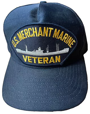 Us Merchant Marine Veteran Baseball Cap Navy Blue Trucker Hat Made Usa New Nos • $36.99