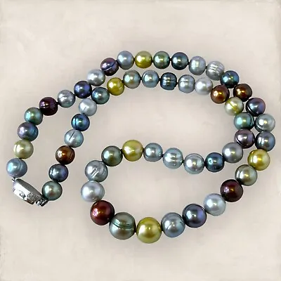 Honora Baroque Pearl Necklace 925 Sterling Silver Dark Jewel Tone Colors 18  • $31.99