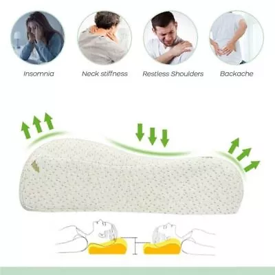 Bamboo Contour Memory Foam Pillow Neck Back Head Support Orthopaedic Pillow • £9.95