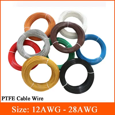 PTFE Cable Wire 12 - 28AWG Flexible Tinned Copper Stranded High Temperature Wire • $2.75