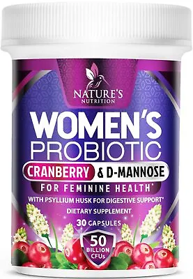 Probiotics For Women - Digestive Health Support With 50B CFU & Psyllium Husk • $16.32