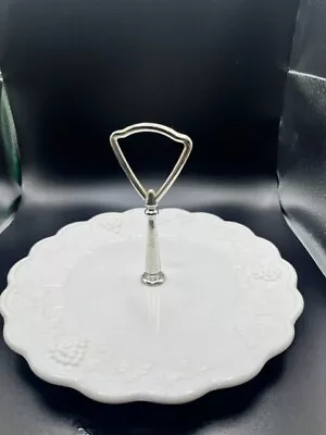 Vintage Westmoreland Milk Glass Grape Pattered Handled Serving Tray 8 1/2  • $35.99