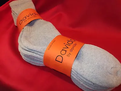 Mens Socks Crew Made In Italy 100% Cotton 4 Pair Gray Solid Davido Socks 10-13 • $11.50