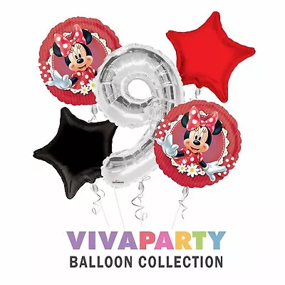 Mad About Minnie Birthday Balloon Bouquet Minnie Mouse Party (5 Balloons) • $10.99