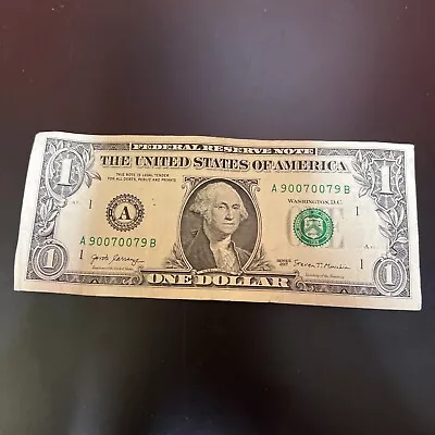 $1 One Dollar Bill Trinary 6 Of A Kind 5s Fancy Serial Number 55557553 Tough!! • $3