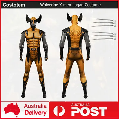 Wolverine Jumpsuit X-Men Logan Cosplay Costume Halloween Adult Bodysuit Outfit • $99.34