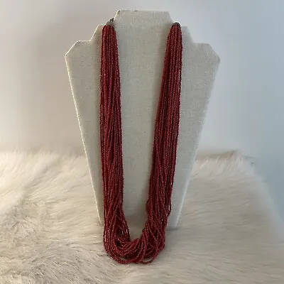 Vintage Old Pawn Red Coral Beaded Strand Fetish Necklace W/ Sterling Ends • $365
