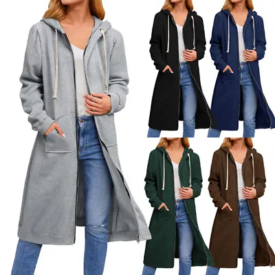 £7.19 • Buy Women Ladies Long Hooded Hoodie Zip Up Pocket Jumper Fleece Coat Sweatshirt Top❥