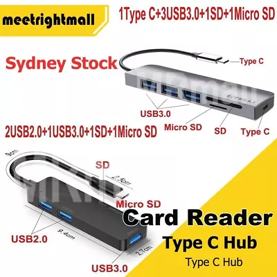 6-in-1 USB-C Type C Hub With Micro-SD/TF Card Reader PD Charging USB3.0 2.0 Port • $16.95