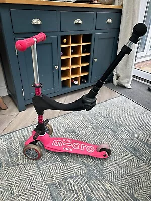 Mini Micro 3in1 Deluxe Push Along Scooter - Pink - Includes Removable Seat • £35