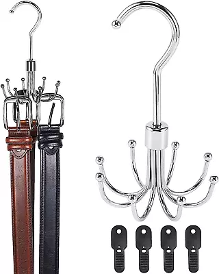 Belt Hanger For Closet  Metal 360°Rotating Tie And Belt Organizer With 8 Hooks • $13.47