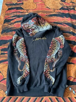 Black Maharishi Heart Of Tigers Embroidered Hooded Sweatshirt Size M L • £149.99