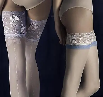 Hold Ups By Fiore SPELL With Unique Design Lace Top 20 Denier Bridal Wedding New • £9.99