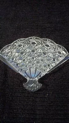 Vintage AVON Clear Pressed Glass Fan Shape Trinket Dish 1970's Jewelry Soap • $8
