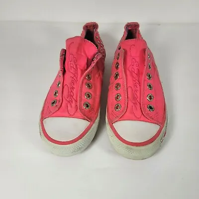 Ed Hardy Tennis Shoes Womens Size 6 Slip On Pink Silver Studs Laceless Low Top • $26.97
