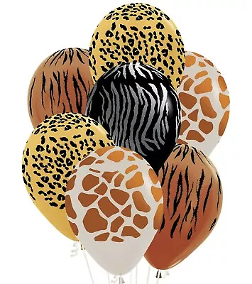 10 Jungle Animal Print Helium/Air 12  Balloons Birthday Party Baby Shower Decor • £5.89