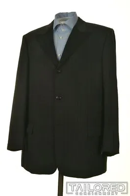 GIANNI VERSACE Gray Striped Wool Mens Peak Lapel Tuxedo Jacket - EU 54 / US 44 R • $64.17