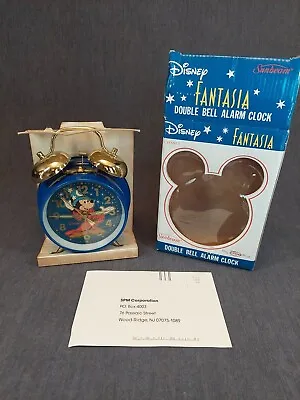 Disney Fantasia Sunbeam Mickey Mouse Double Bell Wind Up Alarm Clock • £47.29