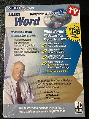 Video Professor Learn Word Complete 3-cd Set Vintage New Factory Sealed  • $17.49