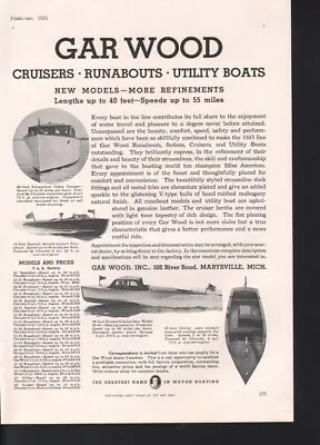 1935 Garwood Cruiser Runabout Boat Marysville Speedster15771 • $21.95