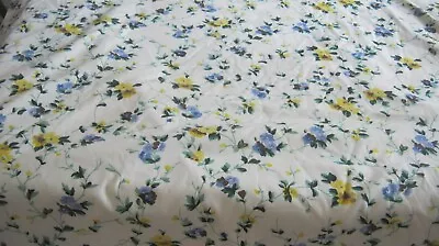 Vintage Laura Ashley Lined Panel Curtain Blue Yellow Floral Pattern • $9.99