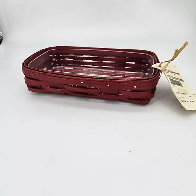 Longaberger Little Red 4x8 Basket+Protector GIFTS~MAIL~UTENSILS~NOTEPADS~COOKIES • $38.95