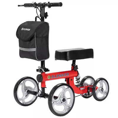 Red Deluxe Medical Knee Scooter Walker Steerable 10  Wheels Stand Up Aid Walking • $79.99