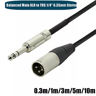 Male XLR To TRS 1/4  6.35mm TRS Stereo Microphone Jack Balanced Cable Lead • $5.99