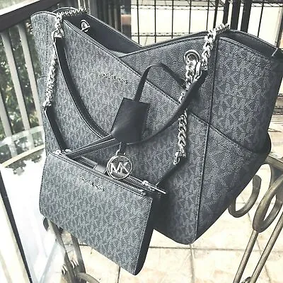 Michael Kors Women Large Tote Handbag Purse Shoulder Bag + Double Zip Wallet  • $188