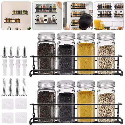 2/4x Spice Jar Rack Kitchen Cupboard Door Wall Storage Organiser Herb Cabinet UK • £8.89