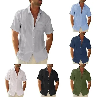 £15.78 • Buy New Men's Summer Beach Guayabera Cuban Tees Short Sleeve Dress Shirt Top