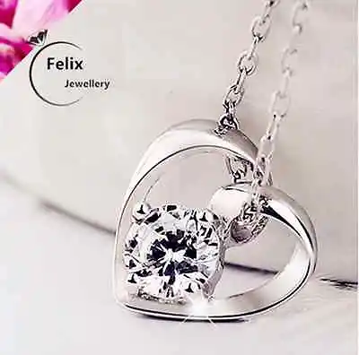 £2.99 • Buy Linked Heart Pendant 925 Sterling Silver Chain Necklace Jewellery Womens Gifts 