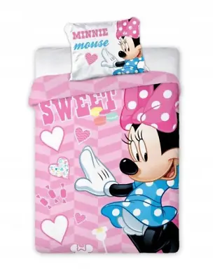 Disney Minnie Mouse Toddler Bedding Set 100% COTTON Bed Set Cute Pink Pretty • £18.99