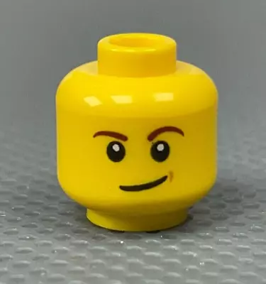 LEGO Minifigure Head Reddish Brown Eyebrows White Pupils Lopsided Smile Dimple • $3.36