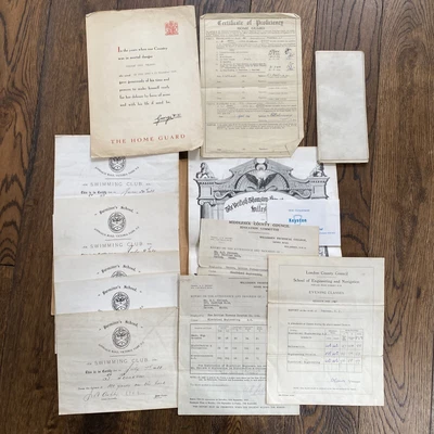 £22 • Buy WW2 Home Guard Certificates Of Proficiency With  School Records Exam Results