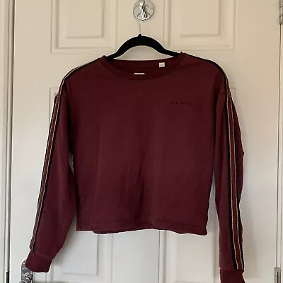 Jack Wills Size 6 Long Sleeve Maroon Top Stripe Down Arms • £5.20