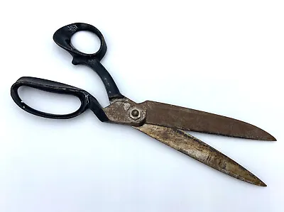 Vintage 12  Large Scissor Shears Heavy Duty Metal Black Handles Sewing Decor • $19.99