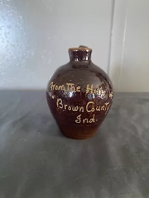 Miniature Brown County Indiana Little Brown Stoneware Scratch Jug • $25