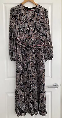 ZIMMERMAN Long Sleeve Paisley Micropleat Dress Size 3 • $249