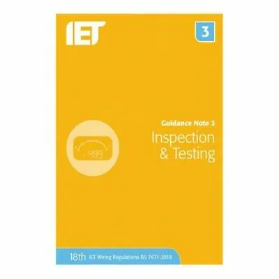 £14.50 • Buy IET Guidance Note 3 Inspection And Testing Wiring Regulations Engineering Tech