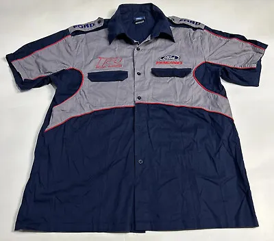 Mens L Ford Racing Embroidered Button Up Dress Shirt Auto Car Racing Top Heavy • $44.95