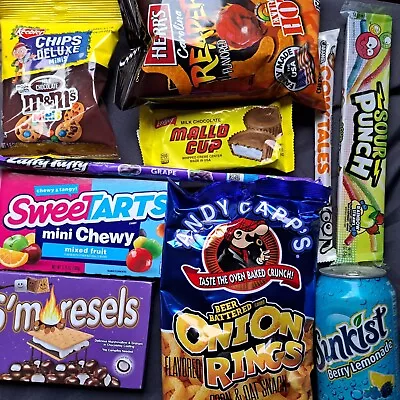 American Sweets Box Smores Sunkist Sour Punch Mallow Cup Laffy Taffy Snacks Soda • £20