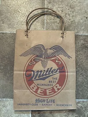 (VTG) 1930s Miller High Life Beer Eagle Logo Girl On Moon Paper Bag Bottles Can • $34.99