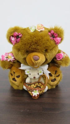 £2.99 • Buy Bear With Faux Flowers With A Teddy Bear And X6 Loose Flowers Bridesmaid Gift?